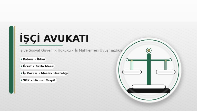 İşçi avukatı - adalet terazisi simgesi, iş ve sosyal güvenlik hukuku ile iş mahkemesi davaları