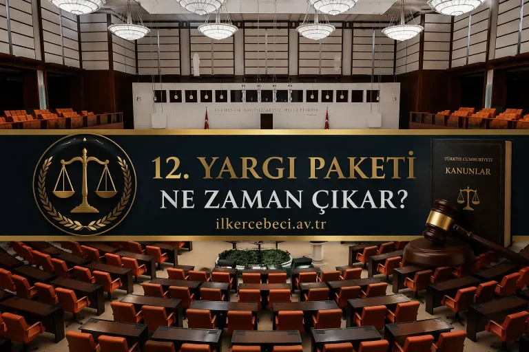 12. Yargı Paketi son durum konulu, TBMM arka planlı ve hukuk temalı resmi kapak görseli.