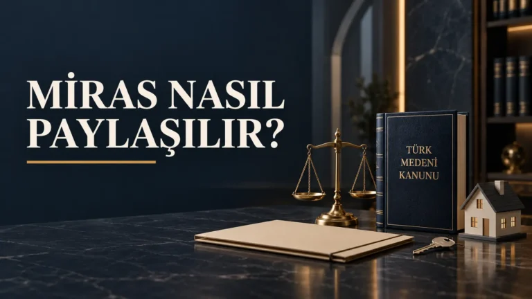 Miras nasıl paylaşılır konulu Türk Medeni Kanunu, adalet terazisi, ev anahtarı ve konut maketi