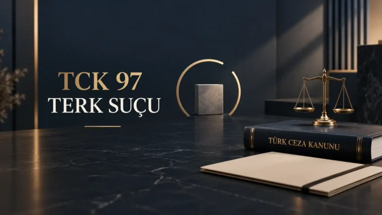 Terk suçunda koruma yükümlülüğünü simgeleyen açık çember, adalet terazisi ve Türk Ceza Kanunu kitabı